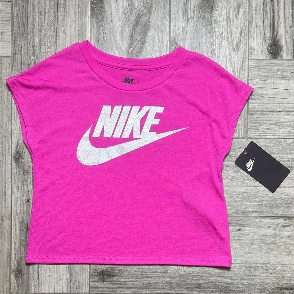 Nike Kids Fuchsia Tee with Silver Logo Size 6X